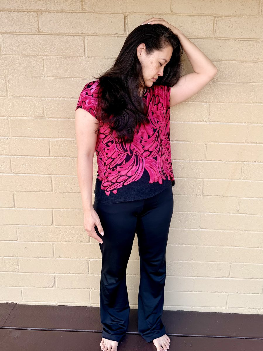 Neck stretch — Position 2 · turned to shoulder